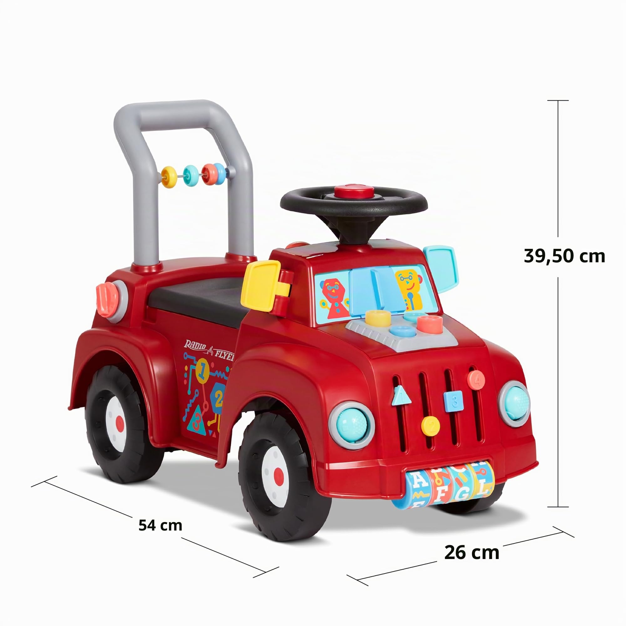 Radio Flyer Tinker Truck mit Lichtern und Geräuschen, Rutschspielzeug, Mitfahrspielzeug für Kleinkinder, für Kinder von 1–3 Jahren, Rot