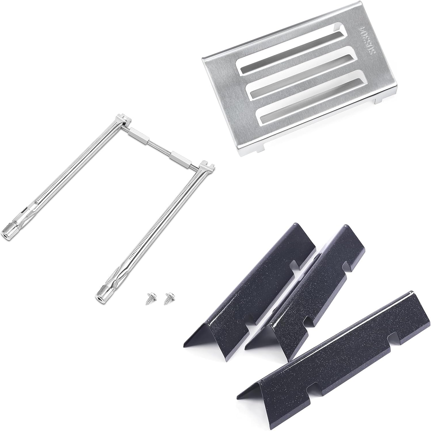 QuliMetal 67060 Heat Deflector, SUS304 18" Grill Burner and 15.3" Flavorizer Bars for Weber GS4 Spirit II 200, Spirit II E-210, Spirit E-210, Spirit 200 Series Grills with Front-Mounted Control