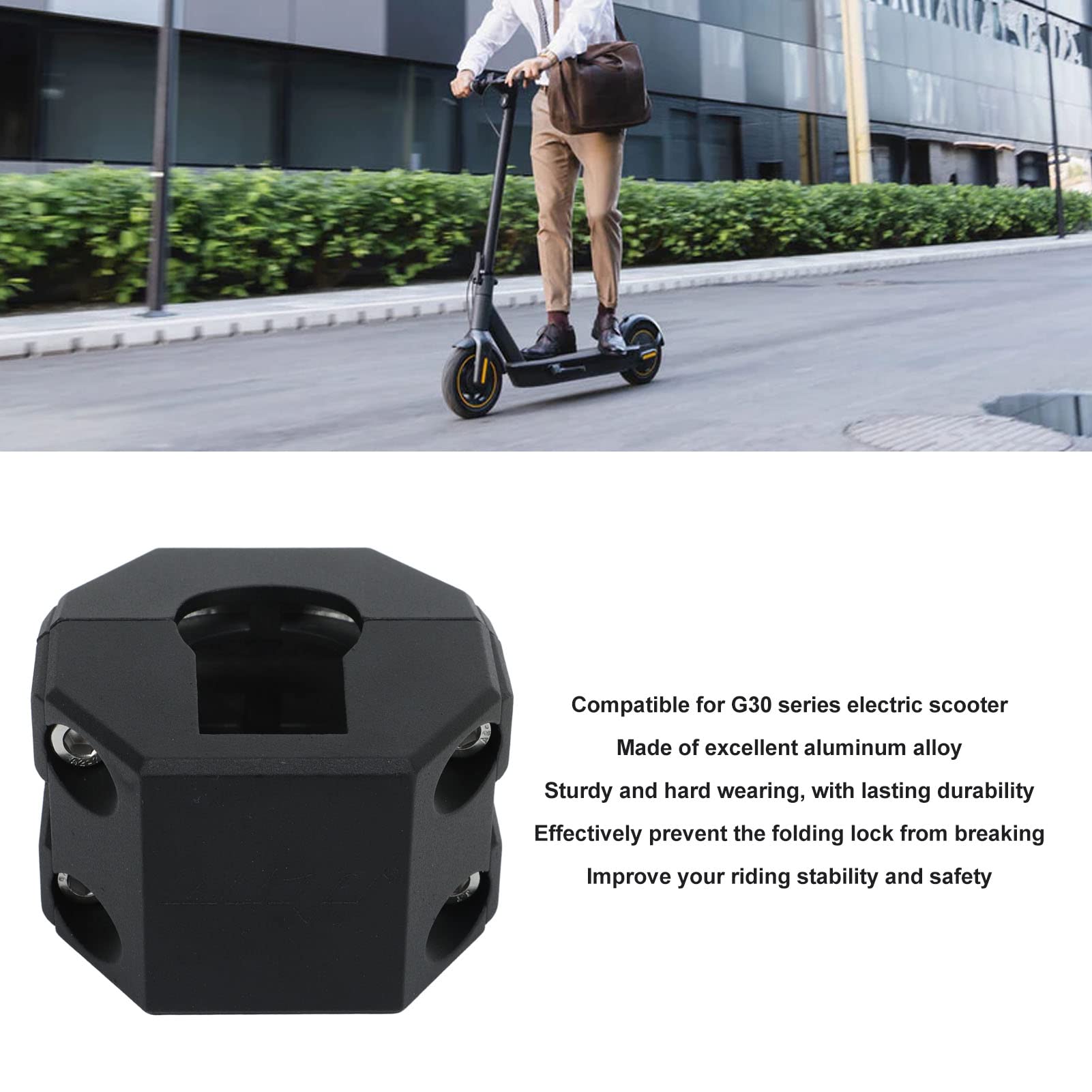 2 abrazaderas plegables para scooter eléctrico con tornillo de aleación de aluminio, barra vertical, bloqueo de fijación resistente para scooter G30