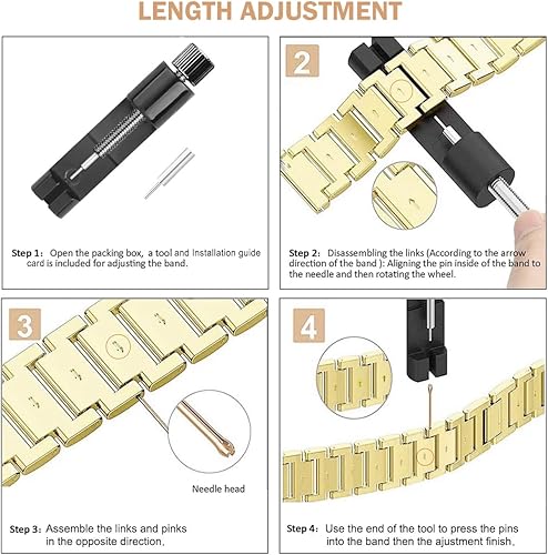 Vista 47 de Correas compatibles con Samsung Galaxy Watch FE / 5/4 de 1.575 pulgadas, correa de metal con diamantes de imitación brillantes de 0.787 pulgadas