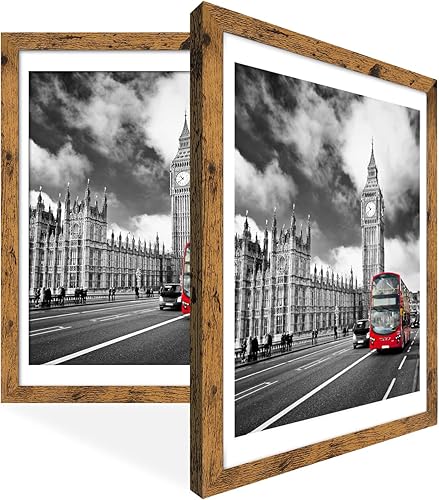 Miniatura 5 de IkaLede Marcos rústicos de 12 x 16 para exhibir imágenes de 11 x 14 pulgadas con paspartú o de 12 x 16 pulgadas sin paspartú, marcos de fotos de