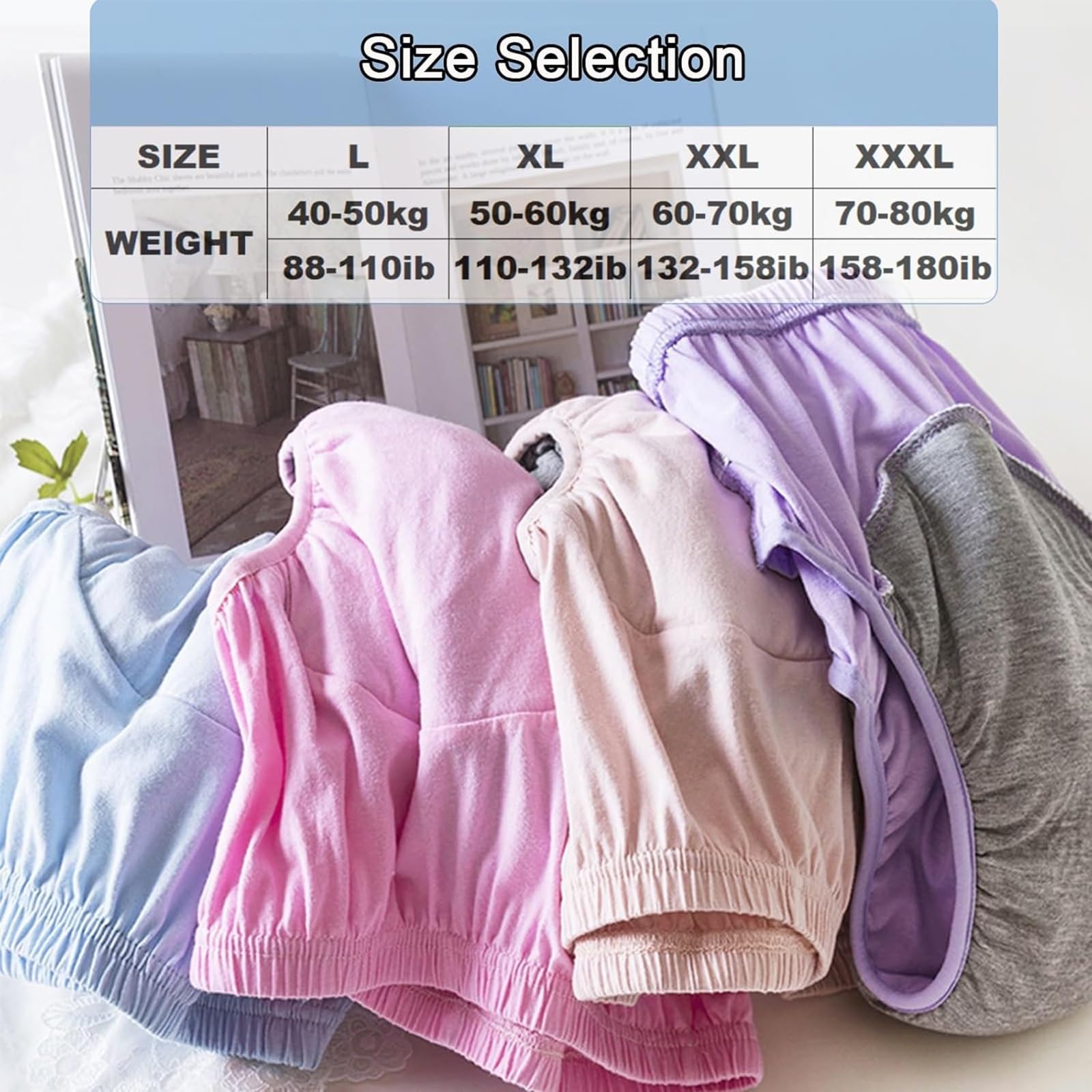 Pañal de Tela para Adultos,Pañales de Tela Suave Cuidado de pañales Bragas para el Cuidado de la incontinencia,Pañales de algodón Puro para Adultos(Violet,XXX-Large)