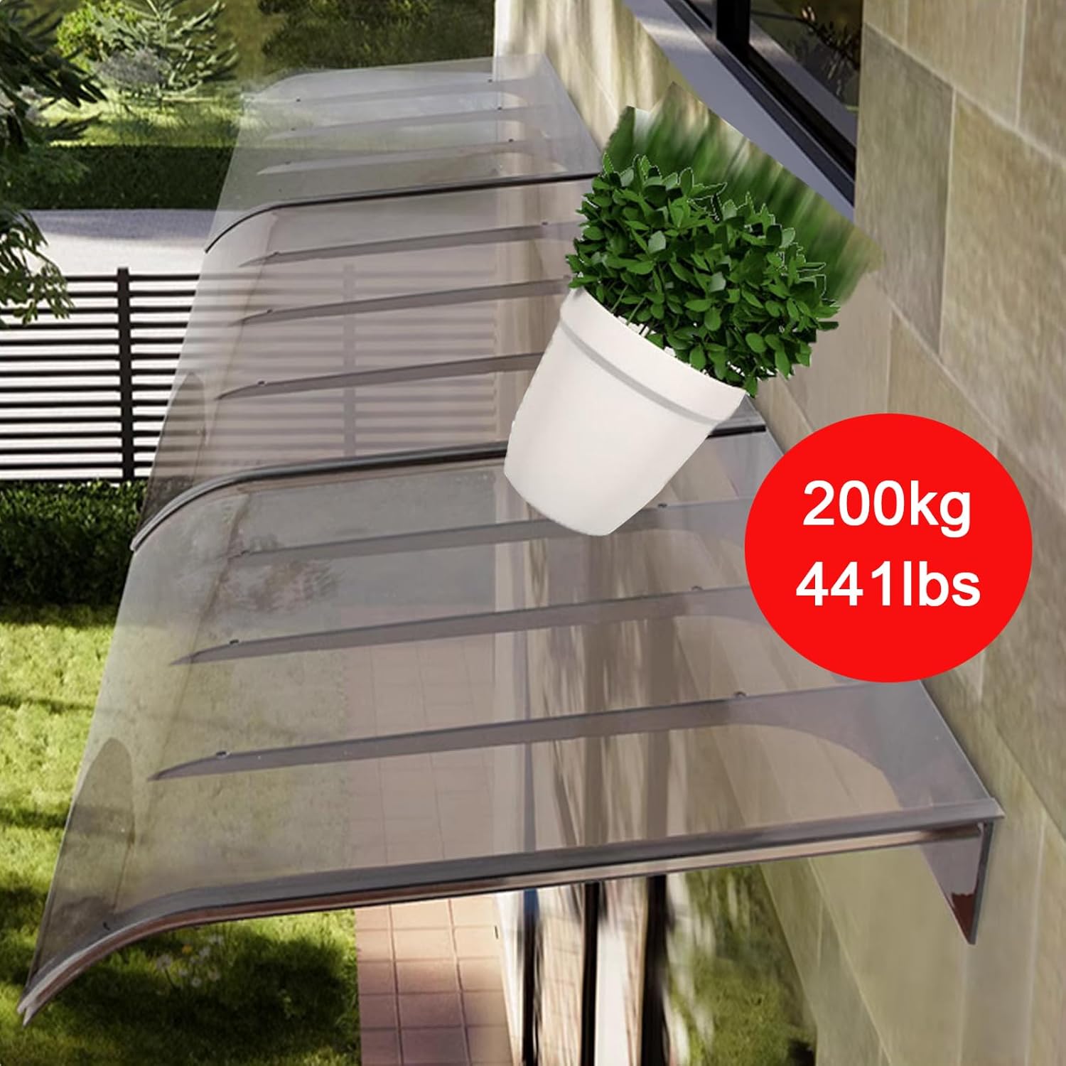 Front Door Canopy Outdoor Awning,Window Rain Shelter,Sun Protection Rain Protection Windproof Window Garden Canopy Patio Porch Awning,Thick 3 Mm Polycarbonate Cover (40x140cm/16 x55)