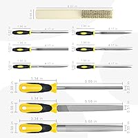 Vista 3 de Lima de acero, lima de metal, limas semicirculares/redondas y 6 limas de aguja con bolsa de almacenamiento y cepillo de acero para carpintería