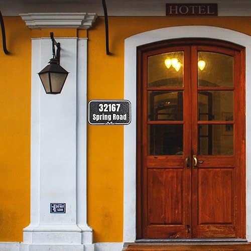 Vista 163 de Placa de dirección de metal personalizada, letreros de números para placa de pared de casa, letrero de dirección de nombre de calle, números de casa