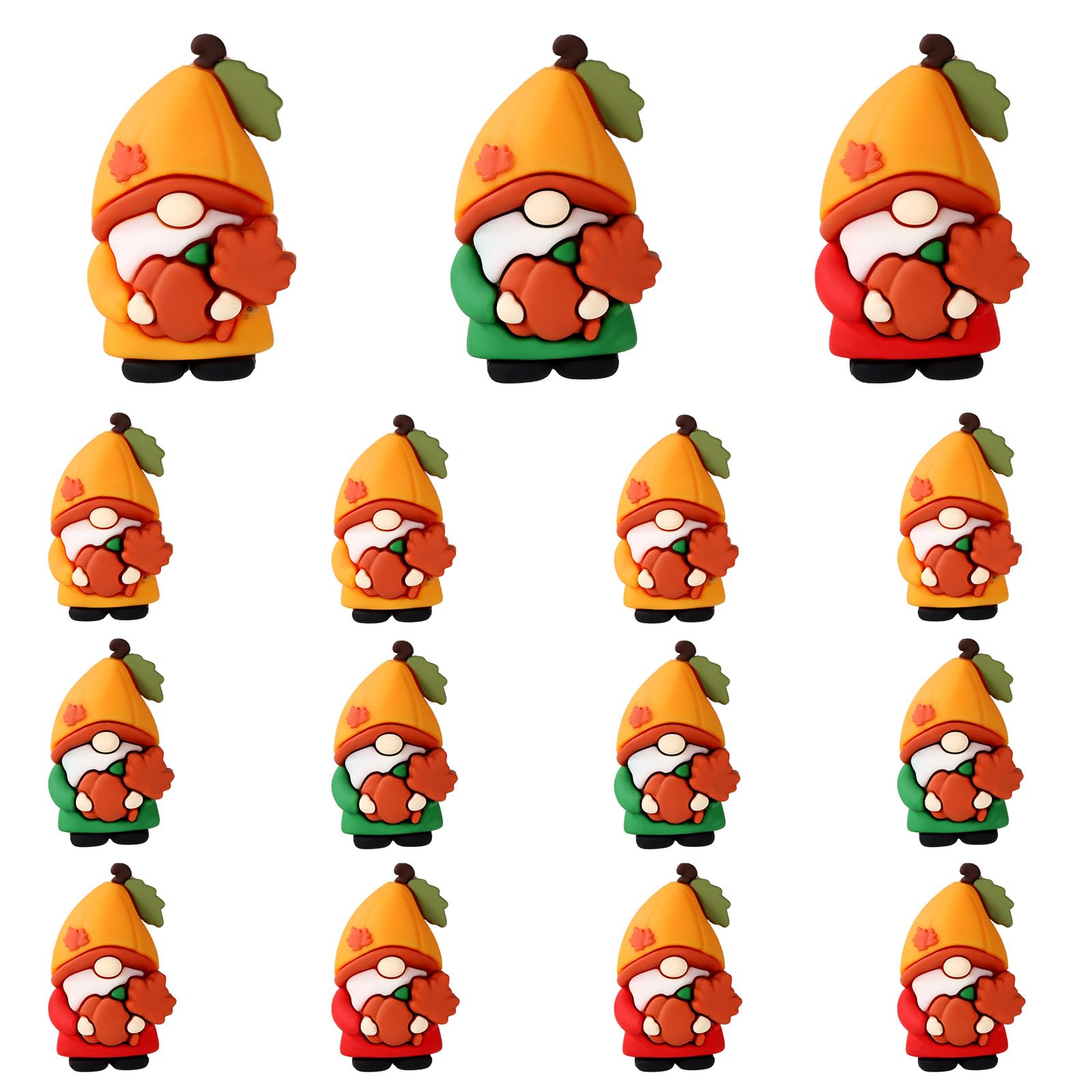 15pcs Mini Fall Gnomes Figurines, Lovely Small PVC Miniature Gnomes Statues Autumn and Thanksgiving Themed Designs for Table Sofa Bookcase Shelf Tiny Ornaments