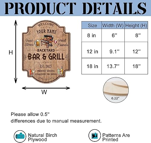 Miniatura 2 de Artsy Woodsy Letrero personalizado para bar y parrilla en el patio trasero (no tallado o neón), decoración de placa artística de pared, accesorios