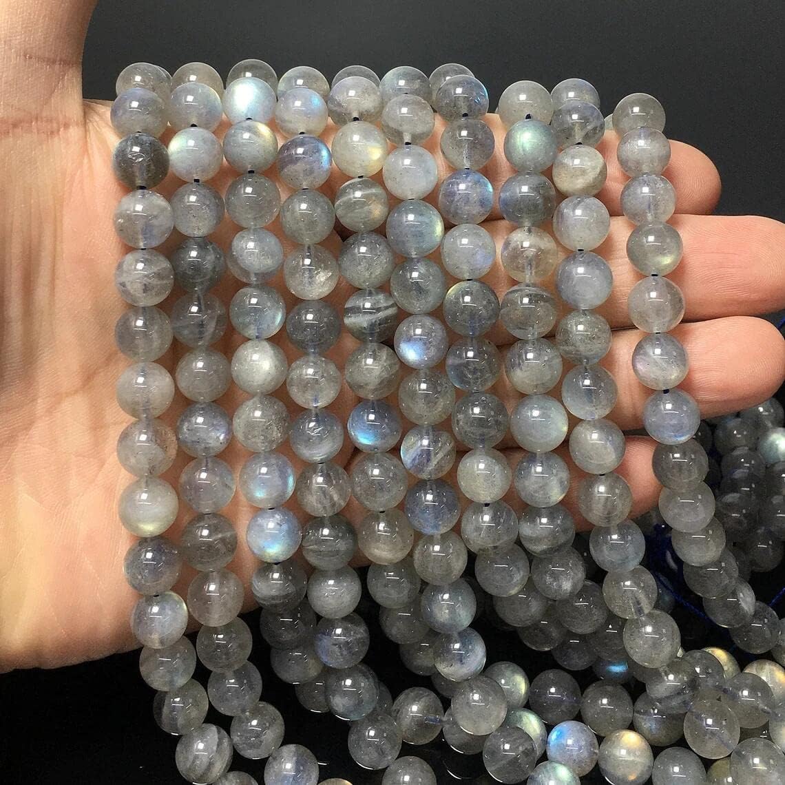 Labradorit-Perlen, natürliche Edelsteinperlen, rund, lose Perlen für Schmuckherstellung, 8 mm, 150 Stück