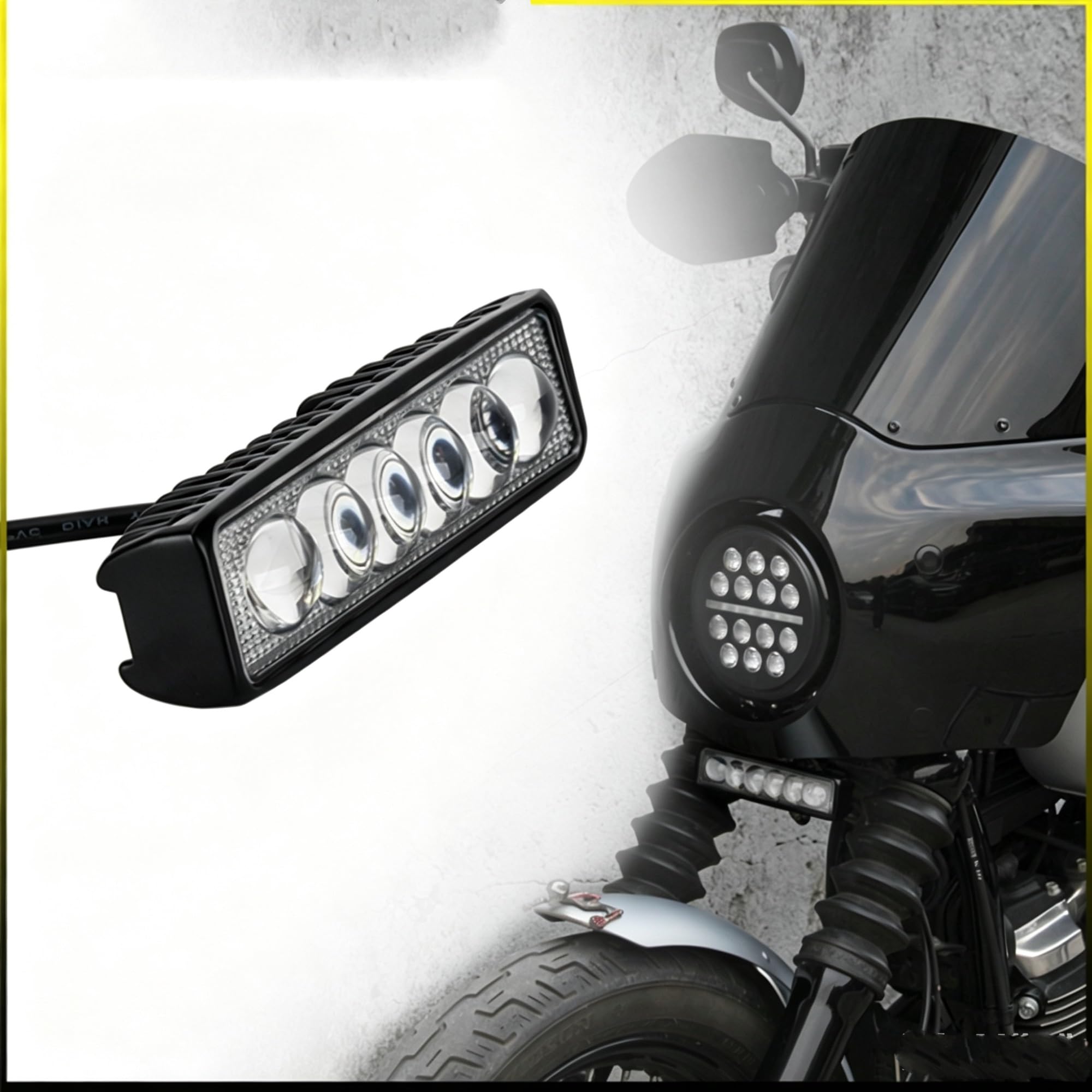 Faro Moto Per Dyna Per Softail Per Fat Bob LED Fendinebbia | Barra luminosa a LED 6" Faretto 18 Watt Luce marcia diurna Fendinebbia ausiliario per Street Bob per Low Rider