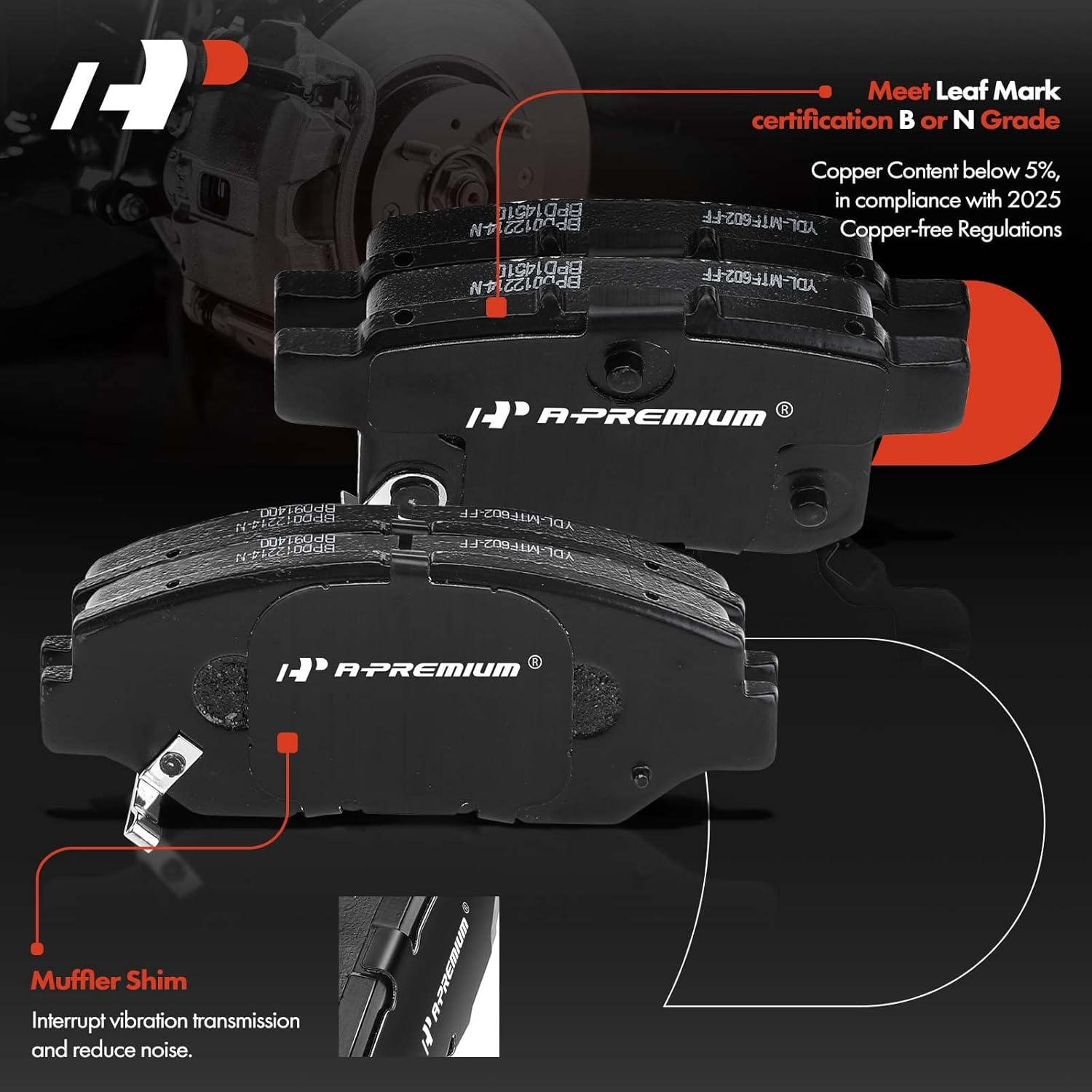 A-Premium Front Vented & Rear Solid Disc Brake Rotors + Ceramic Pads Kit Compatible with Select Honda Models - Accord 2008-2012/2014-2017, 12-PC Set