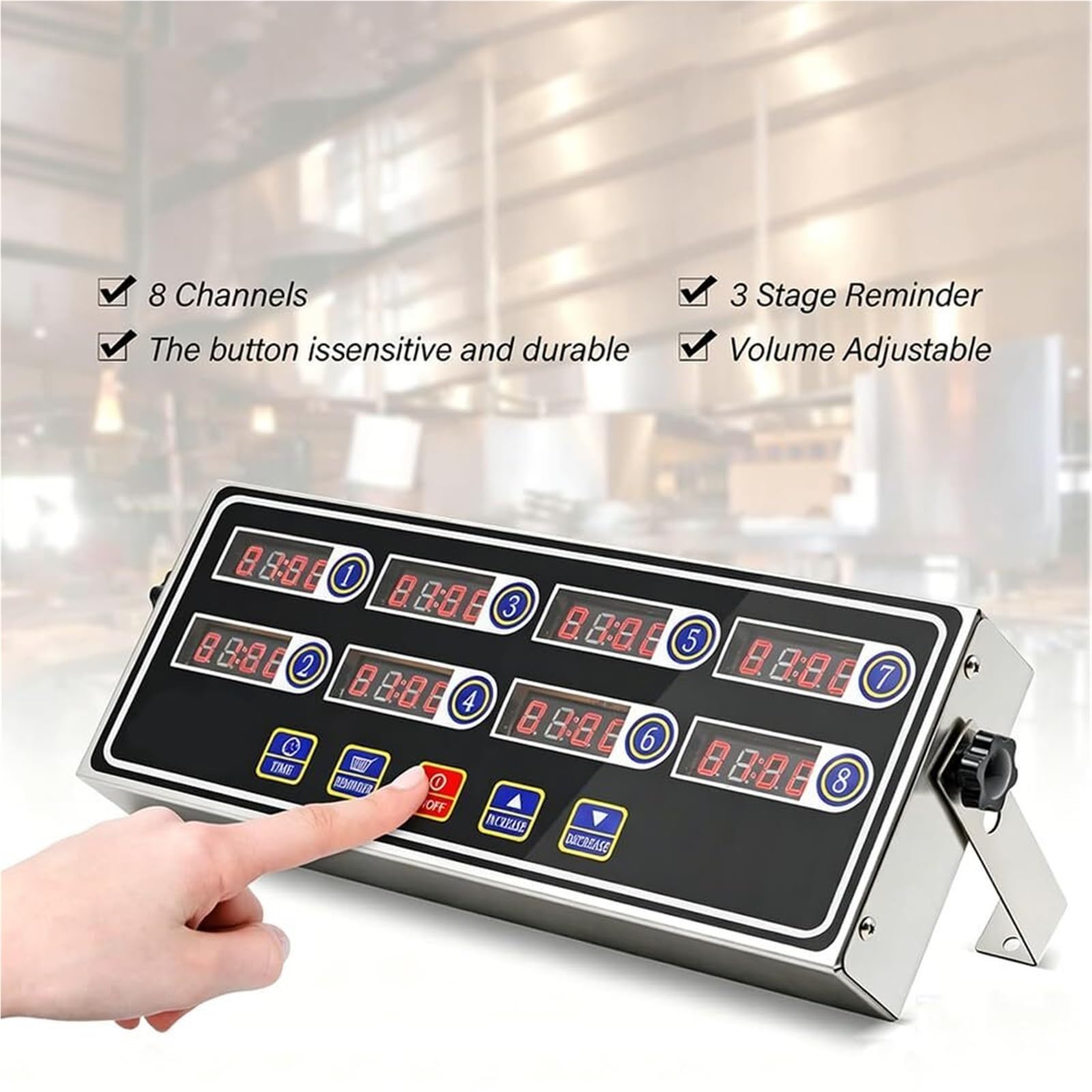 Digitaler 8-Kanal-Küchentimer, Laute Alarmerinnerung mit klarem LED-Display, verstellbare Halterung und Alarm/präzises Timing und Lautstärke, for den gewerblichen und