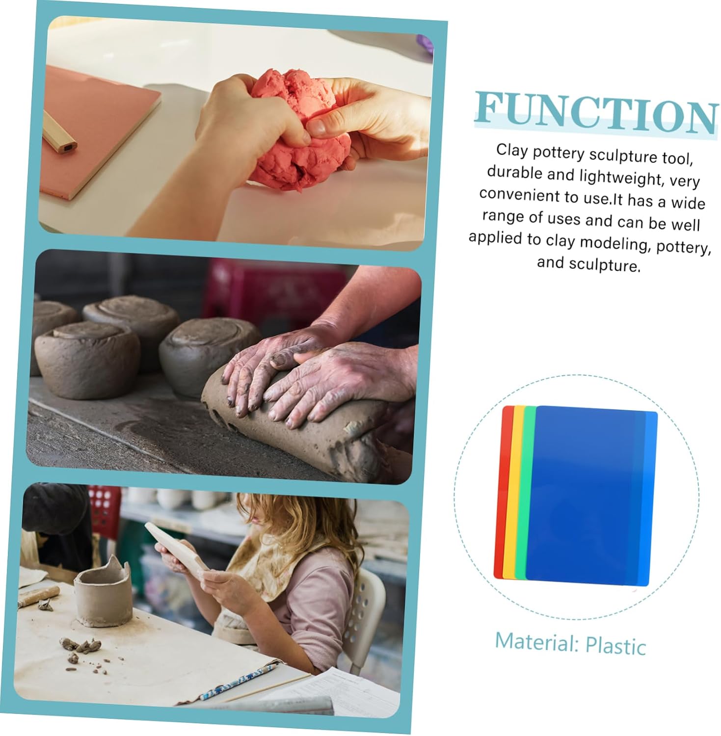 BESPORTBLE 4pcs Boys and Girls Handmade Board Plastic Clay Pad Writing Surface for Boys and Girls