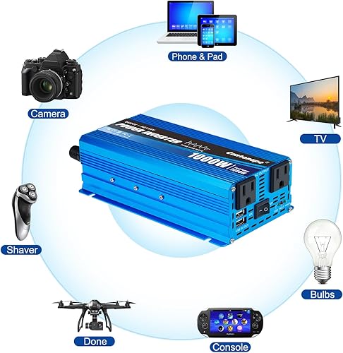Miniatura 18 de Inversor de corriente de onda sinusoidal pura de 2000 W, convertidor de corriente de 12 V CC a 110 V/120 V CA, 3 salidas de CA, inversor