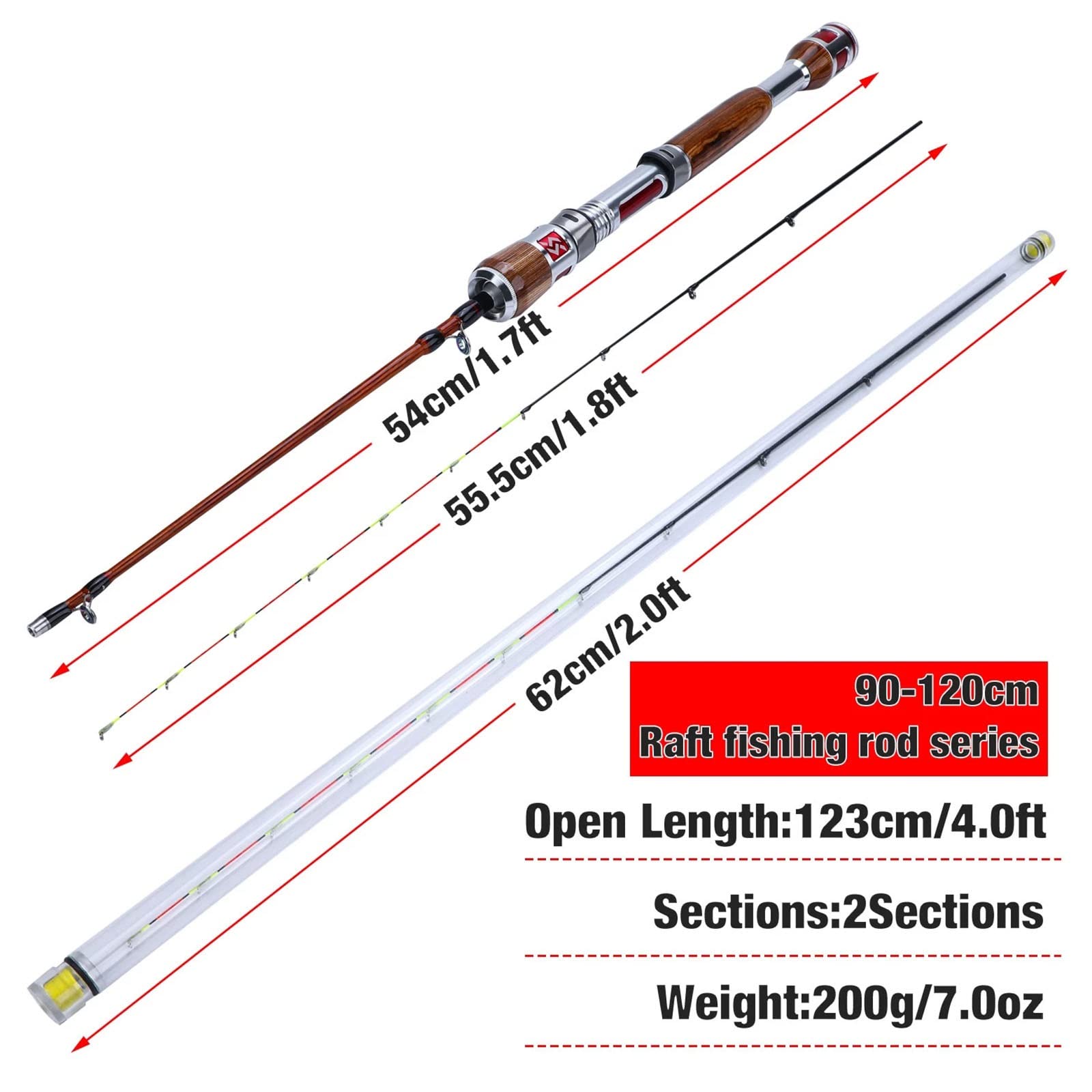 Wędka Super lekka wędka tratwa przenośna z włókna węglowego wzmacniająca łódź strumieniowa sprzęt wędkarski 120cm 180g Prezenty wędkarskie