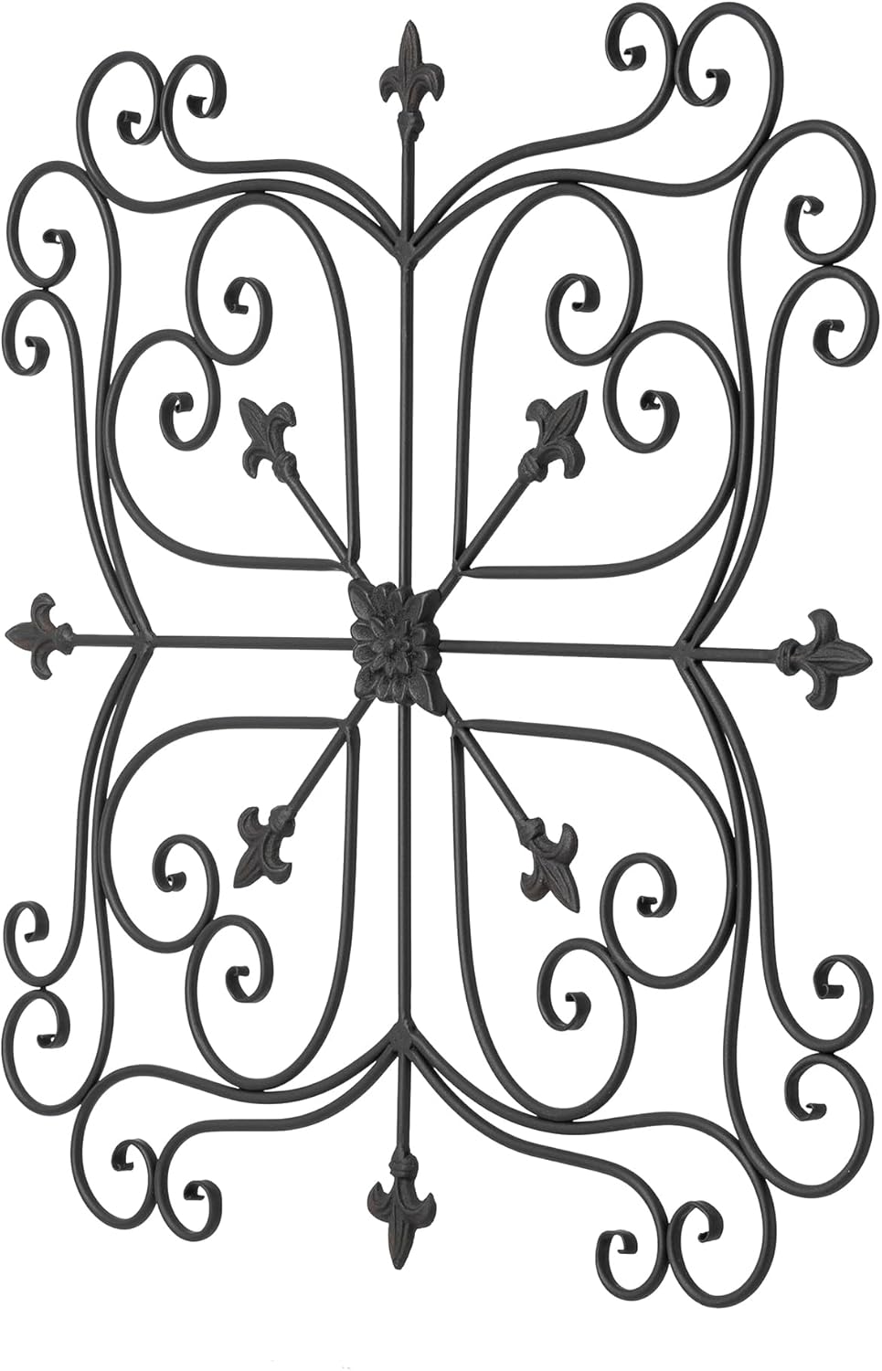 Glitzhome Metal Cutout Garden Wall Decor Floral Heart Hanging Art Sign for Patio and Garden, Black