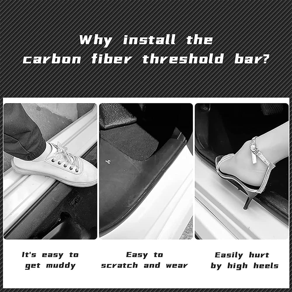 Fiber Carbone Seuil Porte Voiture Plinthes Autocollant, Pour Alfa Romeo Giulia Giulietta 159 156 MITO Stelvio 147 Sportiva Protéger Anti Rayures PéDaleAutocollants Accessoires DéCoration, 4 Pièces