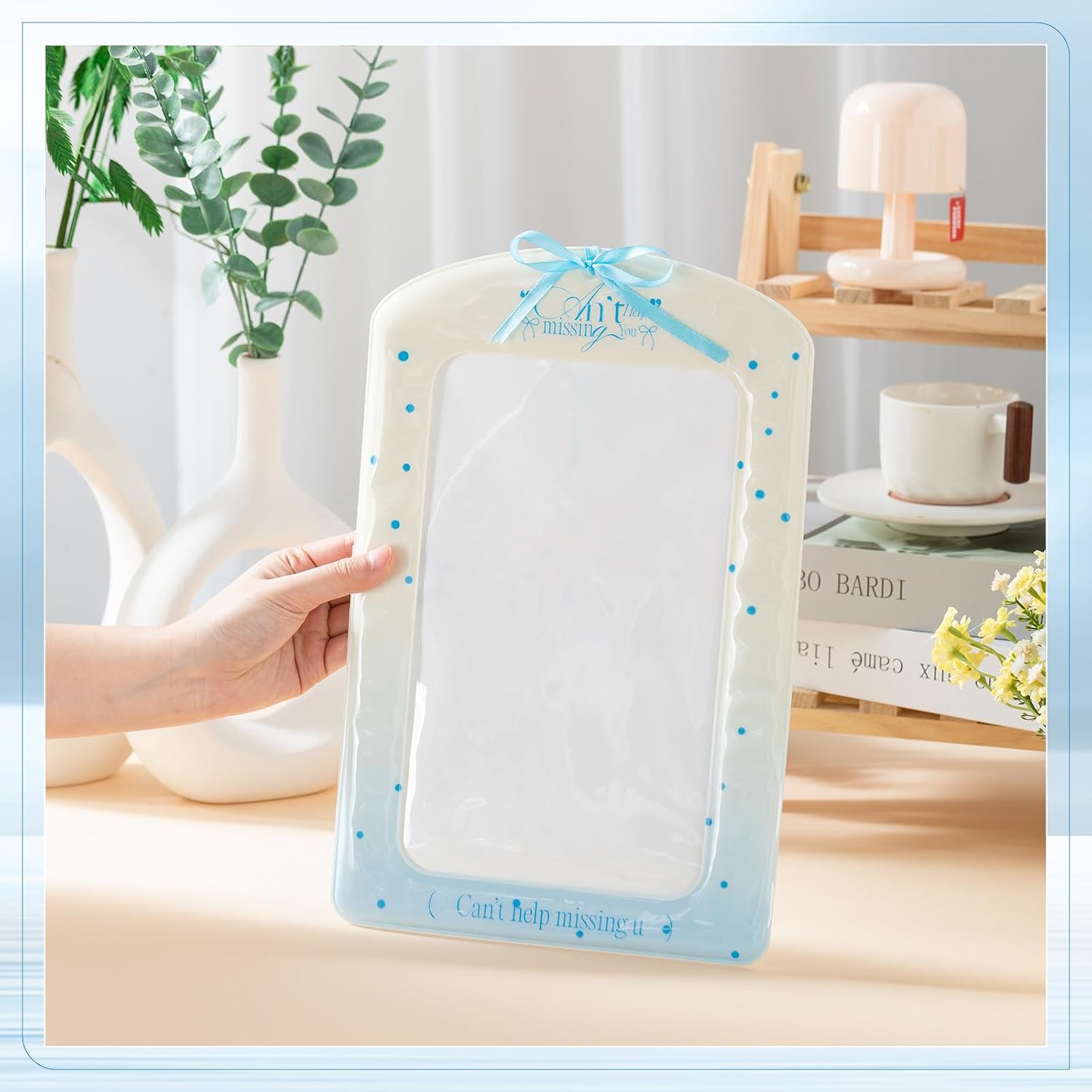 Giant Kpop Photocard Holder A4 Inch Fun Photo Card Holder Big Idol Album Photocard Holder Bag with Ribbon Concerts DIY Artists' Giant Photos Music Festivals Kpop Fan(Dot)