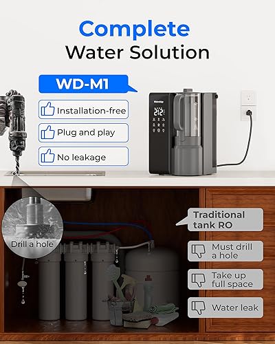 Miniatura 9 de Waterdrop WD-M1 - Filtro de agua de ósmosis inversa para encimera de agua caliente, 7 opciones de temperatura, purificación de 6 etapas, 31 puro