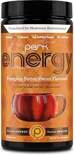 Perk Energy Original Pumpkin Butter Pecan Flavored, 20 Servings - 0g Added Sugar, Gluten Free