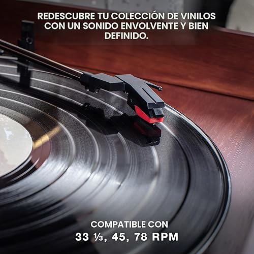 Miniatura 4 de Victrola Nostálgico reproductor de discos Bluetooth 6 en 1 y centro multimedia con altavoces integrados tocadiscos de 3 velocidades reproductor de