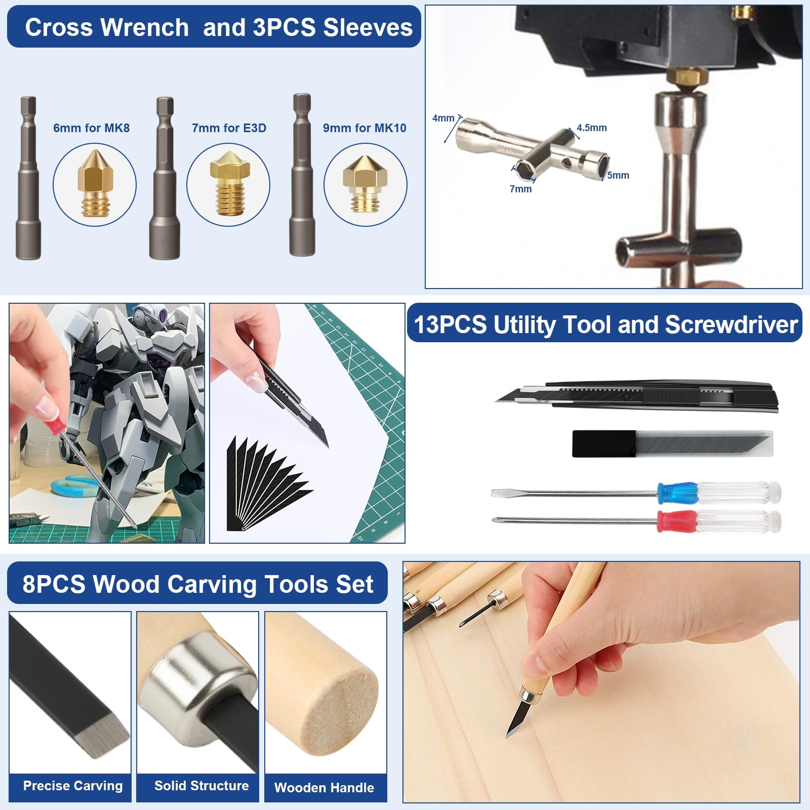 YOTINO Kit de herramientas para impresora 3D de 275 piezas – Kit completo para limpieza, desbarbado y acabado de impresiones 3D, con limpiador de boquillas, alicates, llaves y más