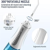 Vista 6 de Irrigador dental de agua inalámbrico para dientes – Irrigador oral portátil y recargable de 11.8 fl oz con 5 modos, 6 puntas reemplazables – IPX7