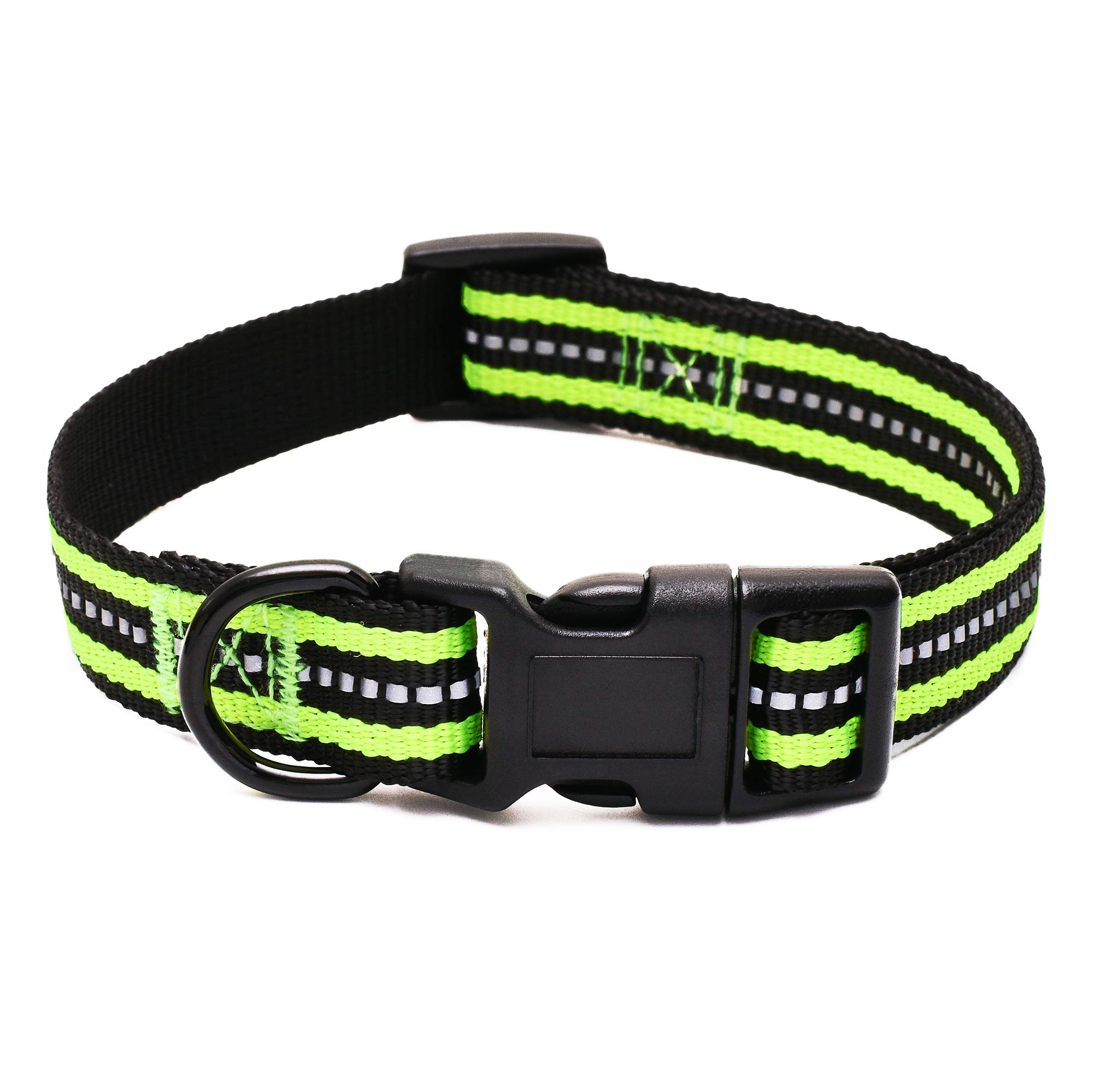 Mile High LifeReflective Dog Collar | Nylon Pet Collars wiith Buckle | Light Weight Puppy Collars | Lime Green Dog Collars for Small Dogs (Lime Green, X-S)