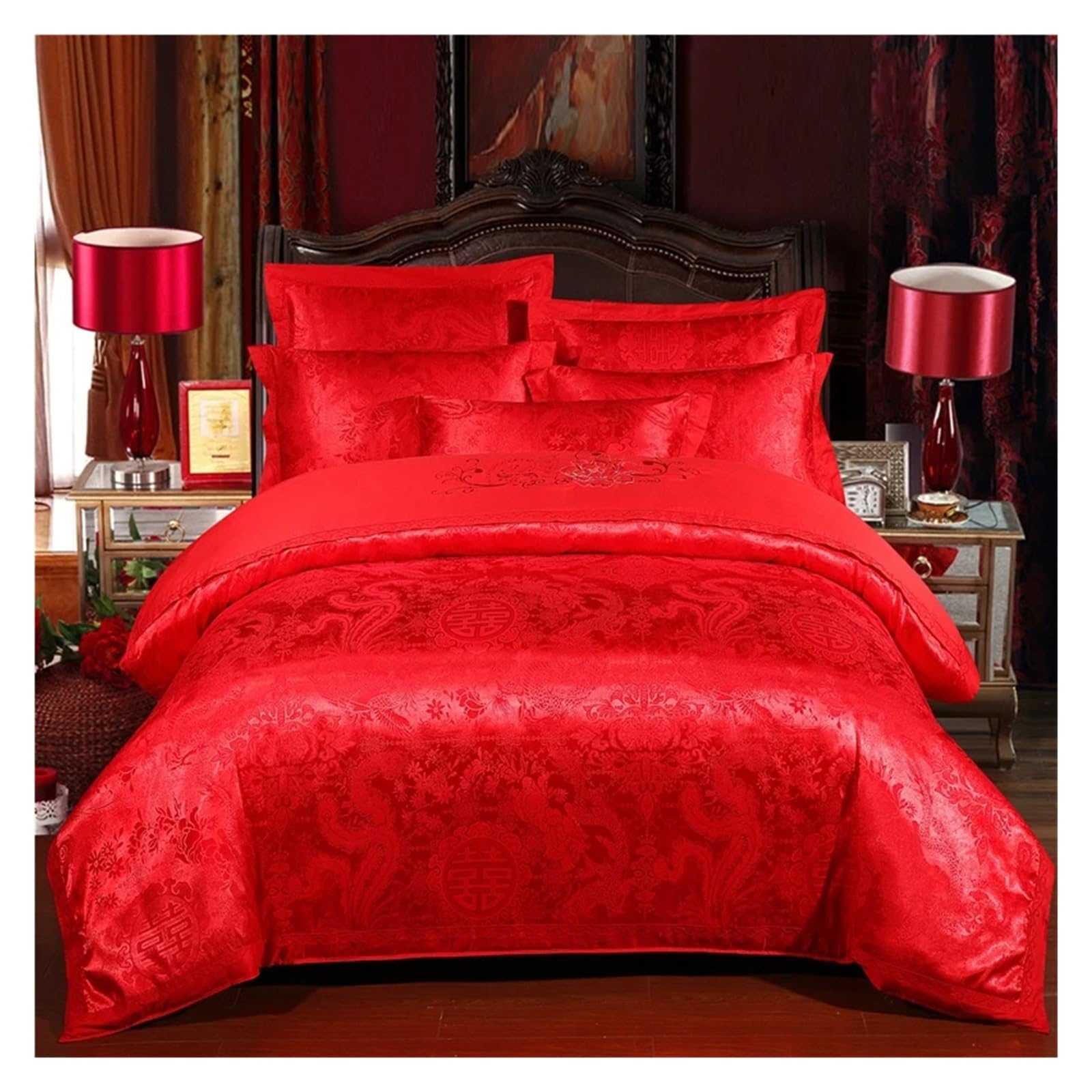 Sbcgfy B Luxury Edding Sets Silk Cotton Jacquard Queen/King Size Duvet Cover Set Wedding Edclothes Ed Linen Quilt Cover,Cotton Duvet, Zq-11042,-Queen