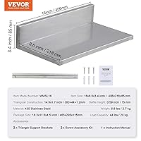 Vista 3 de VEVOR Estante de pared de acero inoxidable, 8.6 x 16 pulgadas, paquete de 2 con protector contra salpicaduras, soporta 44 libras, ideal para cocina