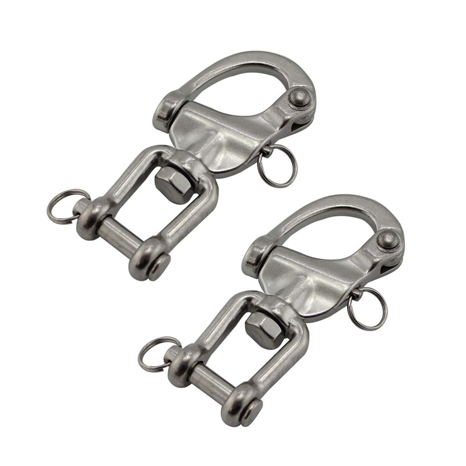 NRC&XRC Pair Jaw Swivel Snap Shackle 316 Stainless Steel for Sailboat Spinnaker Halyard &Diving