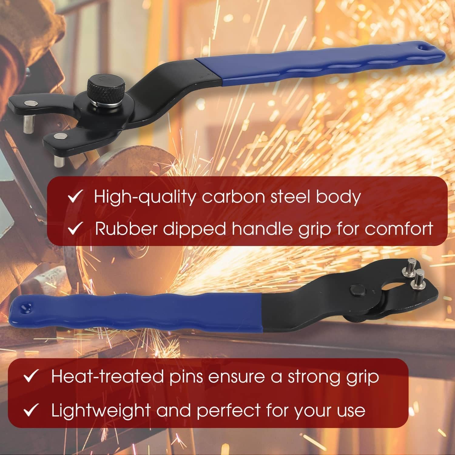 Seentech Upgraded SEWA20 Adjustable Lock-nut Grinder Wrench Compatible with Makita Bosch Milwaukee Angle Grinder Power Tools - Range of 0.5 to 1.25 inches, 7.45 Length x 1.5 Width inches (Pack 2)