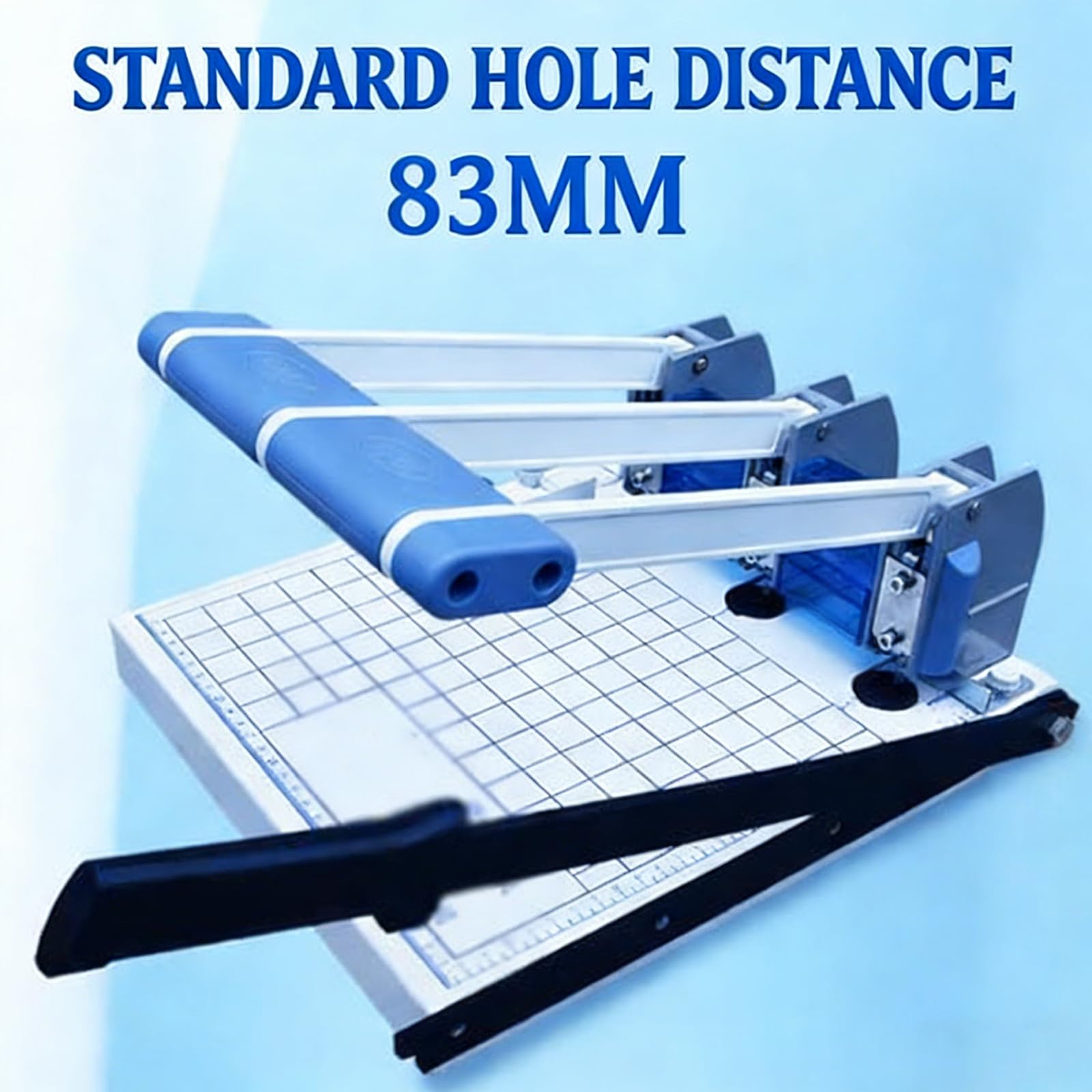 Perforatrice Manuale 3 Fori Heavy-Duty – Capacità 150 Fogli, Spaziatura 83 mm, Taglierina A4 Integrata & Cassetto Trasparente per Ufficio, Scuola & Casa 4mm