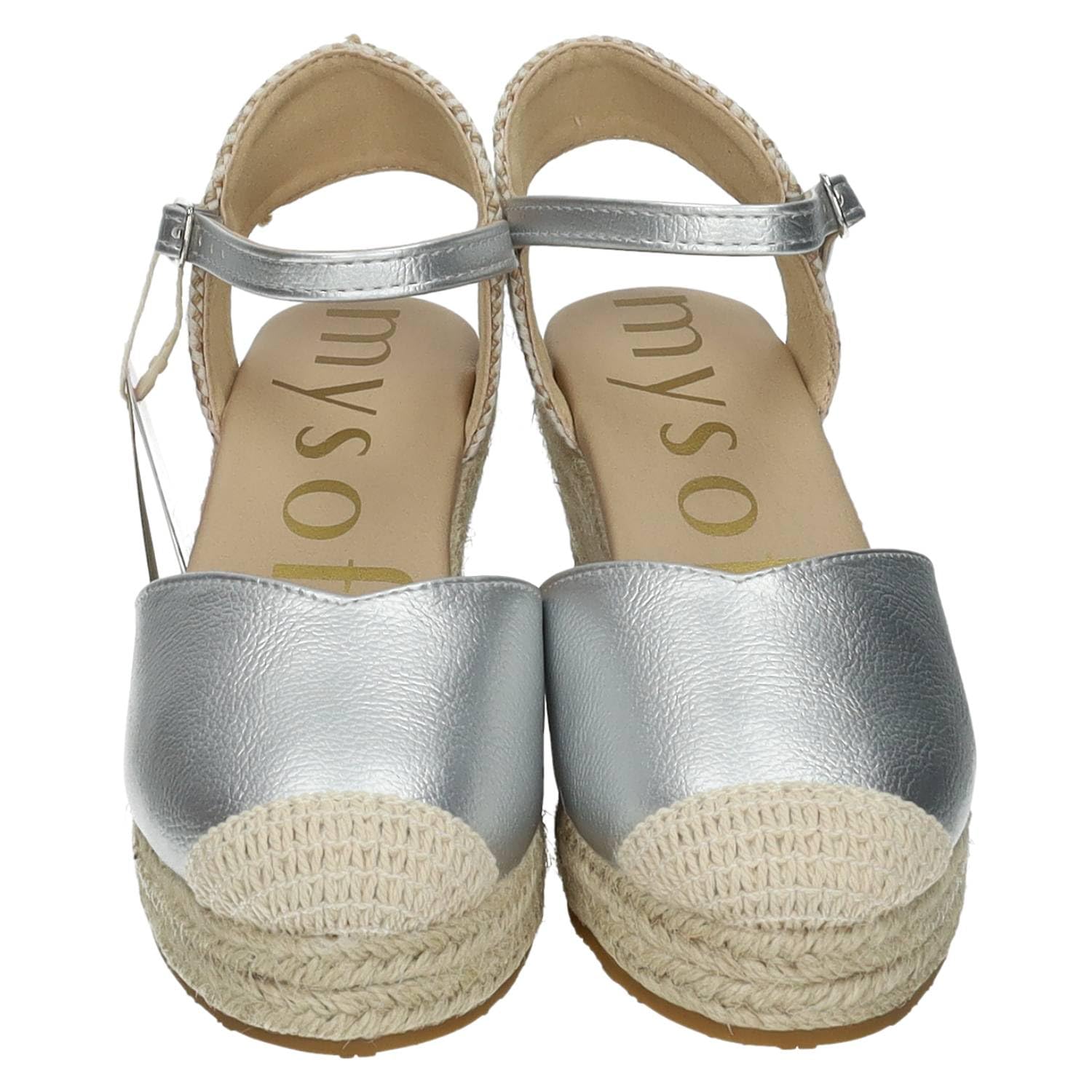 mysoft 25M150 Alpargatas con cuña Plateada para Mujer, diseño Moderno y cómodo Hecho en España Mujer Alpargatas