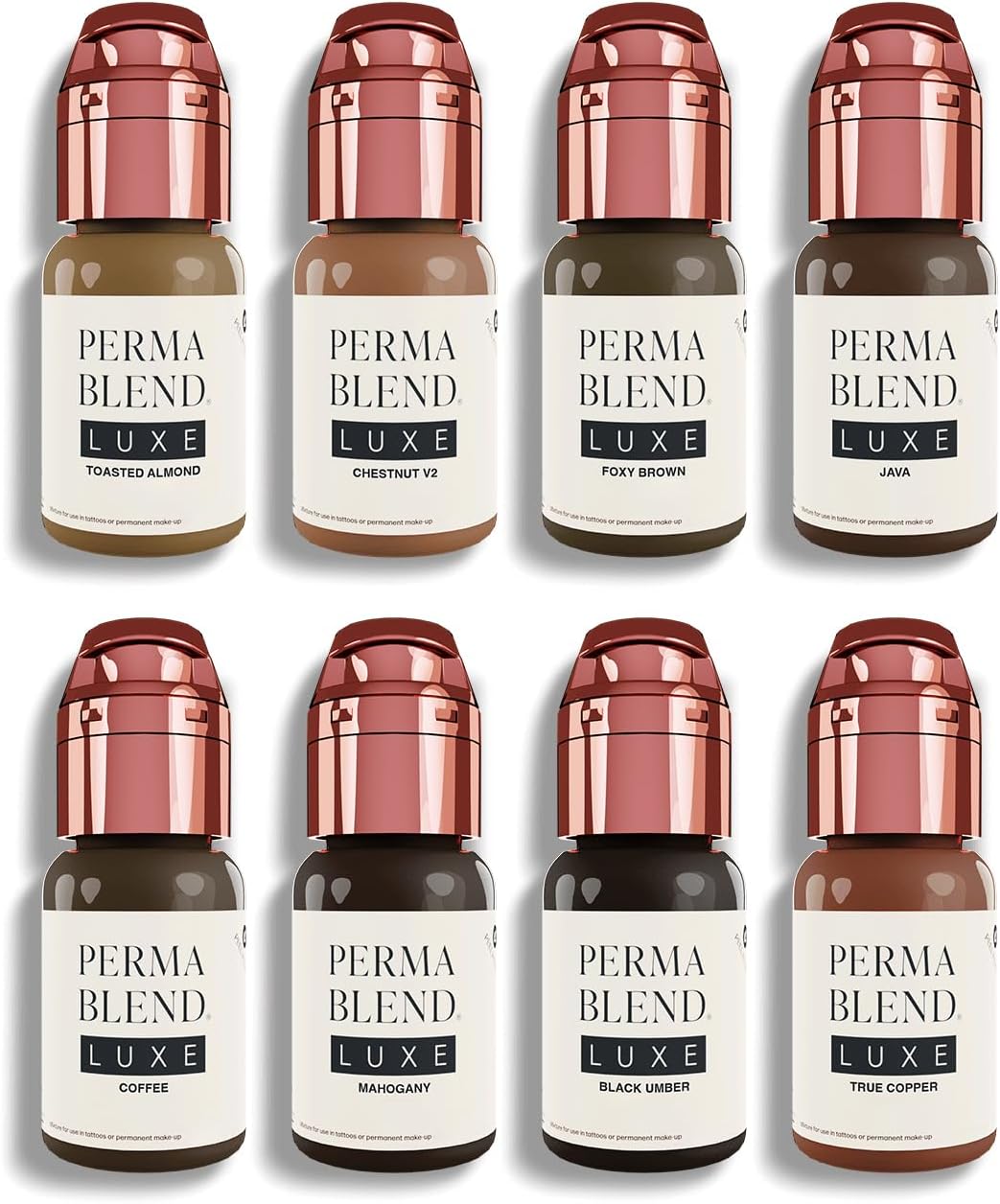 Perma Blend Luxe - Brow Chicka Wow Wow Brow Set - Toasted Almond, Chestnut, Foxy Brown, Java, Coffee, Mahogany, Black Umber & True Copper - Vegan & Cruelty-Free - 8 Count (0.5 oz Each)