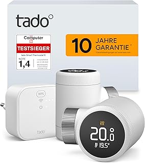 tado Smartes Heizkörperthermostat X – Starter Kit mit Bridge X, Heizungssteuerung per App und Smart Speaker (Alexa, Siri, Google Assistant), Energie sparen, DIY Installation
