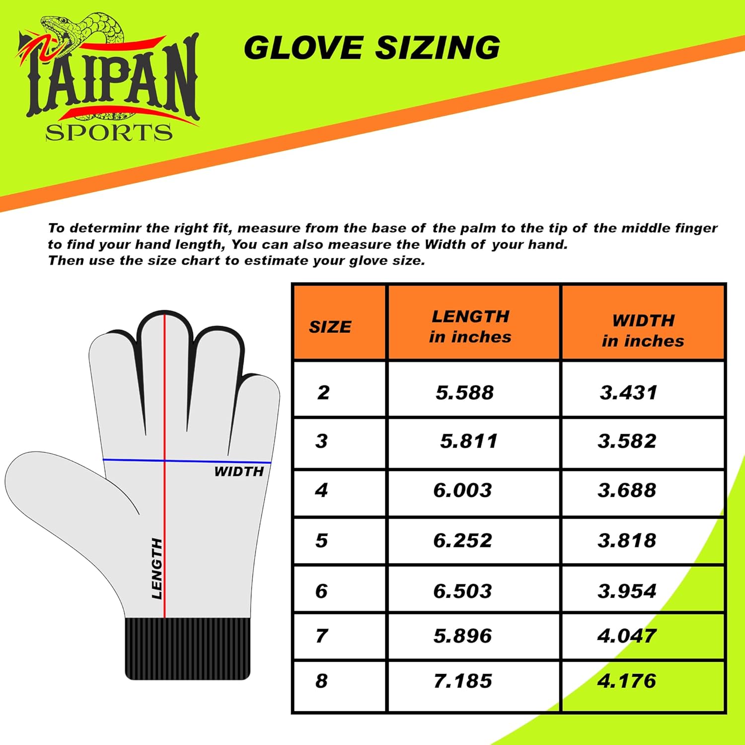 Taipan Goalie Gloves with 4mm Latex Finger Spine Protection with Double Layer Wrist Protection Goalkeeper Gloves for Kids, Soccer Goalie Gloves for Youth & Adult with Strong Grip. (Yellow, 5) : Sports & Outdoors