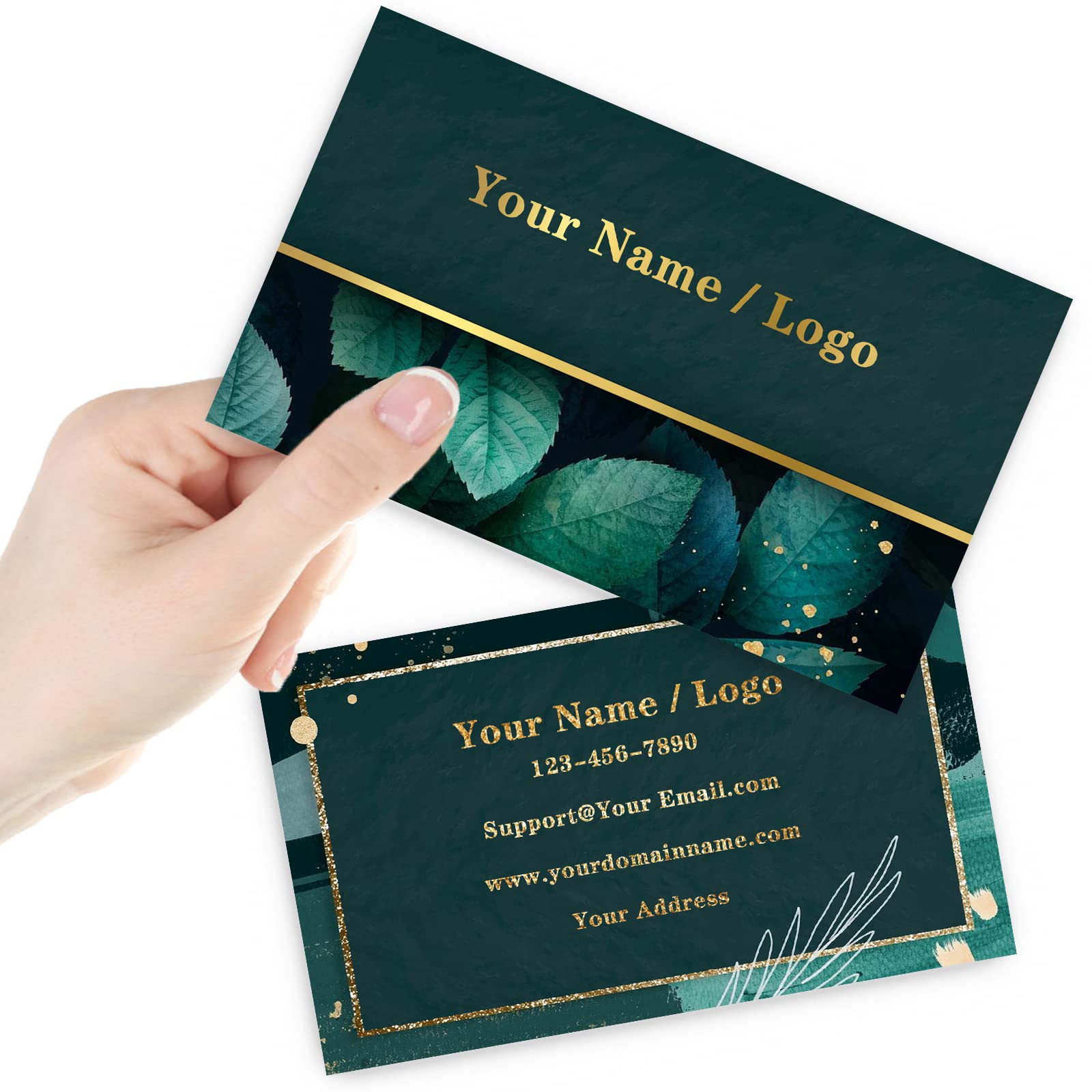 Custom Printed Business Cards with Your Logo Picture Text, Personalized Business Cards with 300gsm-Thick Waterproof Classic Matte Paper 100/200/500/