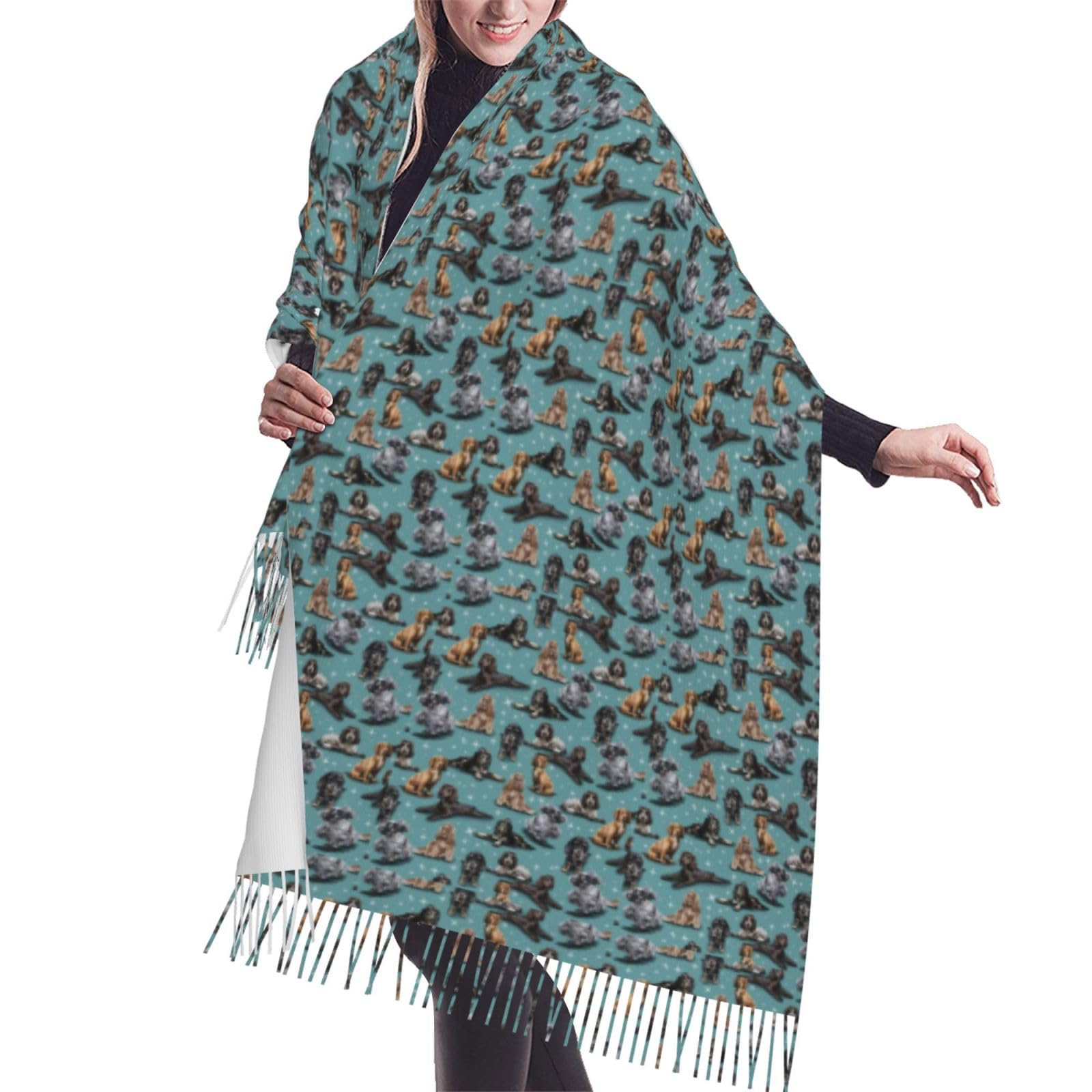 GRatka Scarf,Cocker Spaniel, Unisex Fringed Scarf Large Warm Soft Cashmere Feel Shawls Wraps 196x68 cm
