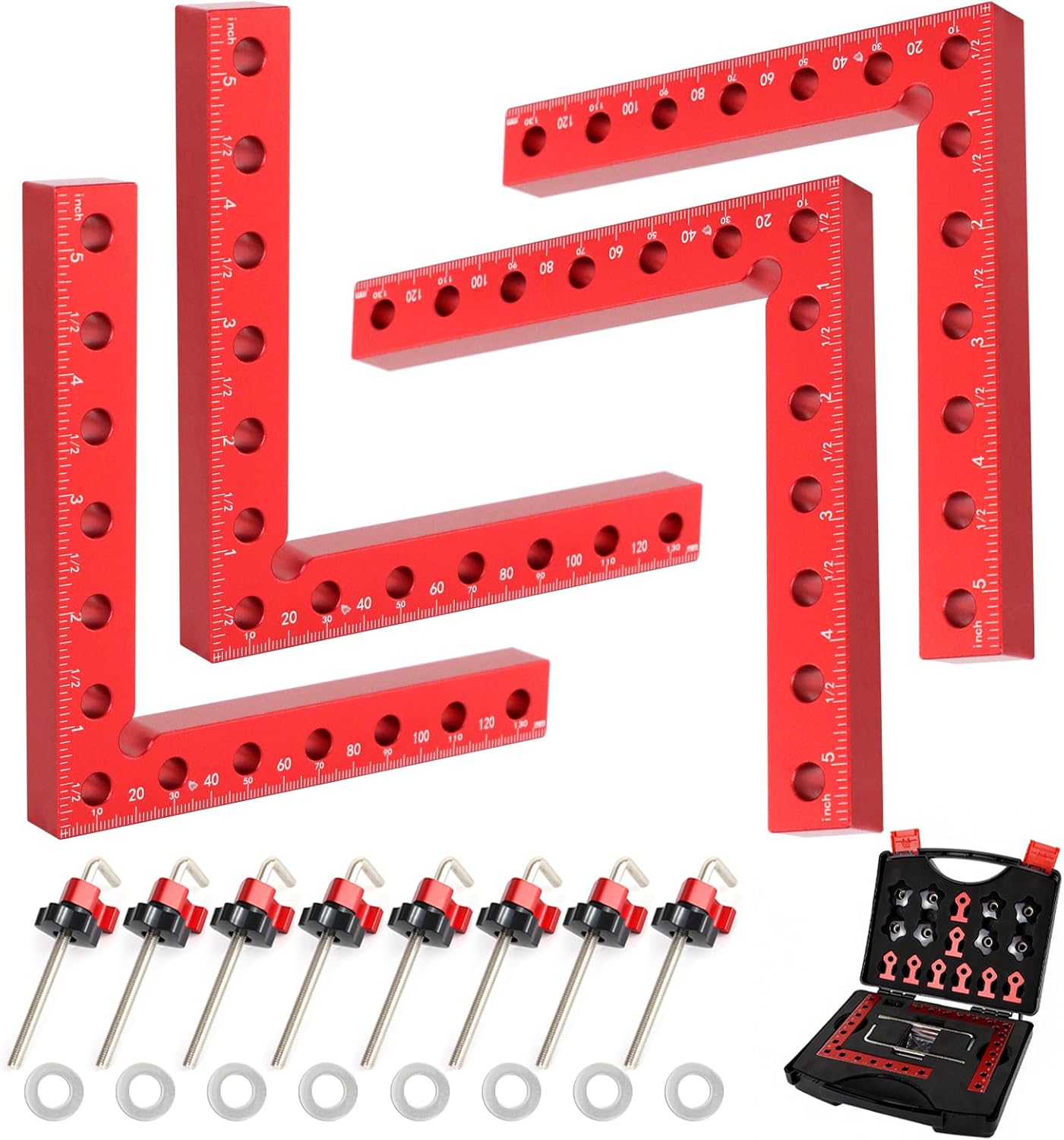 Corner Clamps for Woodworking, Corner Clamp, 4pcs 90 Degree Clamps, 5.5" Aluminum Alloy Right Angle Clamping with Storage Case for Frame, Drawer, Cabinets, for Dad.