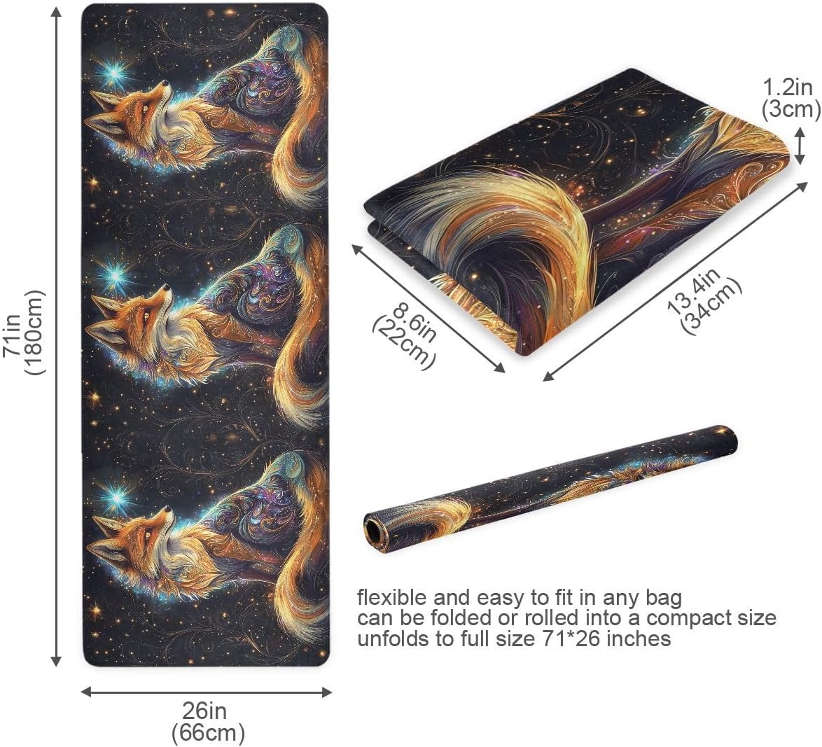ALAZA Dreamy Fox Yoga Mat Non Slip Fitness Exercise Mat, Workout Mat for Yoga, Pilates and Floor Exercises