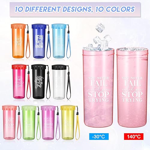 Miniatura 2 de 10 tazas inspiradoras de agradecimiento, regalos de agradecimiento al personal, botellas de agua motivacionales a granel con correa de tapa, regalo