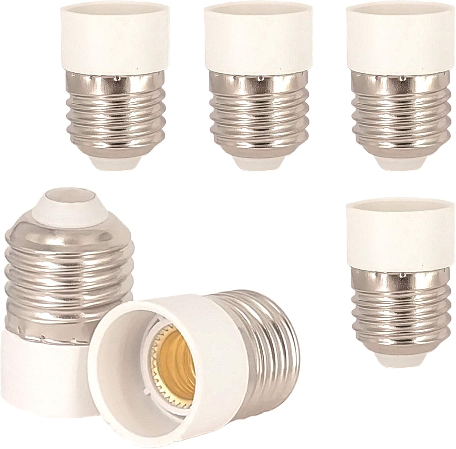 FExYinz E27 to E14 Lamp Holder Adapter E14 Socket Converter 6 pcs, White