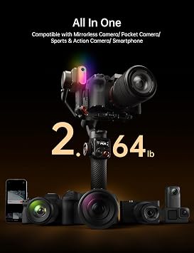 hohem iSteady MT2 Kit Gimbal Stabilizer for Camera, 3-Axis Gimbal for Mirrorless/Pocket/Action Camera/Smartphone, AI Tracker, Magnetic Fill Light Stabilizer, Available for Canon/Nikon/Sony