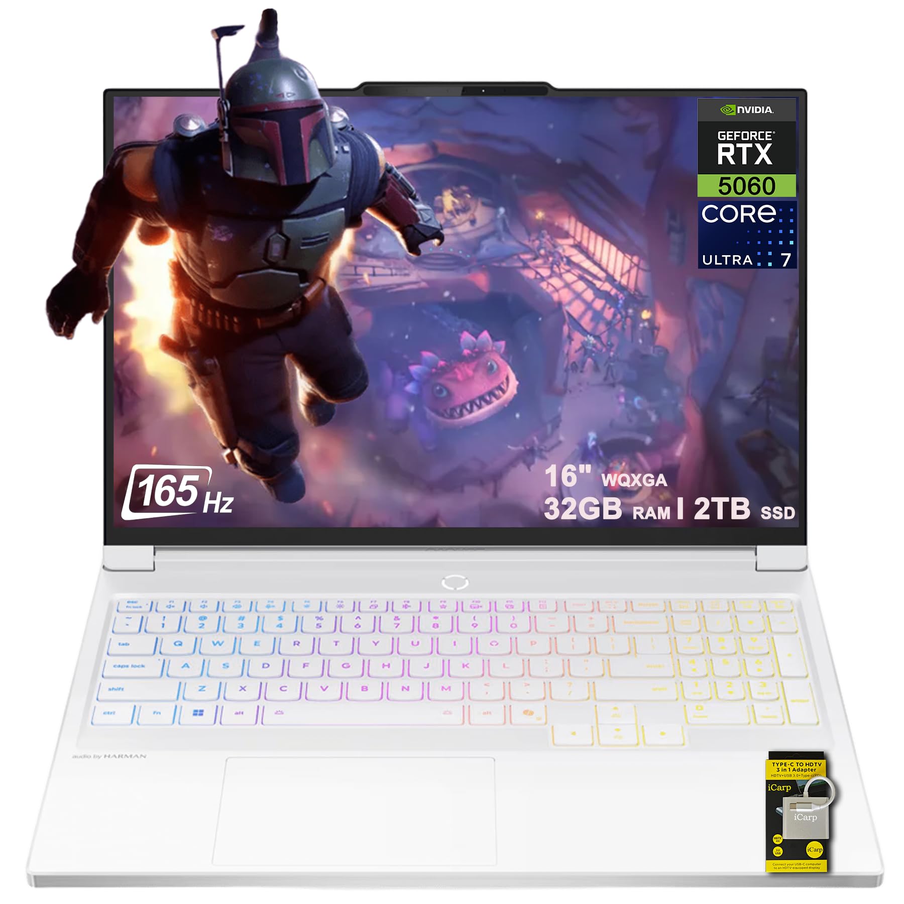 Lenovo Legion 7i Gaming AI Laptop 16" WQXGA 2560x1600 OLED 165Hz Intel 20-core Ultra 7 255HX 32GB RAM 2TB SSD GeForce RTX 5060 GDDR7 (Up to 572 AI