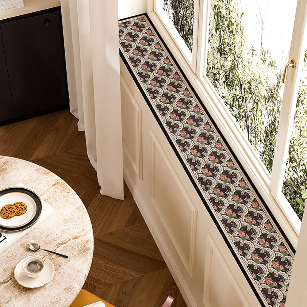 QHanky Window Sill Mat,10x100cm Diatomaceous Earth Absorbent Mat With Rubber Backed,Non Slip Cushion For Windowsill,Quick Drying Cuttable Pad,Easy To Clean,for Hallway Bedroom Home (Multicolour C)