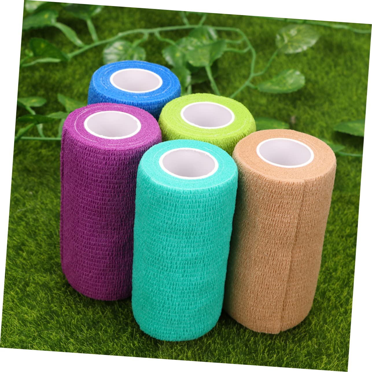 SEWOART 5pcs Pet Dog Bandage Set Self-Adhesive Nonwoven Tape for Muscle Injury Protection 7.5x5cm Skin-Friendly Strong Stretchy for Dogs Cats