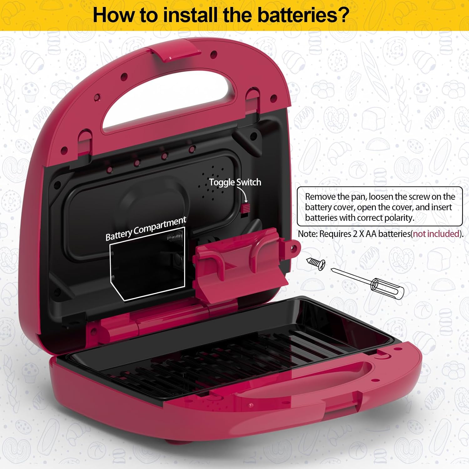 50Pcs Kids Pretend Play Breakfast Food Kitchen Toy Set, Waffle Maker Sandwich Machine with Light Sound and Accessories Include Food, Dishes & Utensil for Role Play Educational Toys for Kids Boys Girls