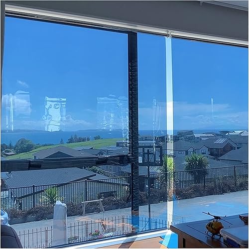 Persianas enrollables transparentes de color azul para ventana persianas enrollables transparentes de perspectiva unidireccional para balcón