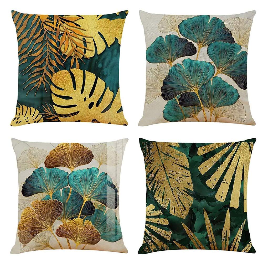 N / E 4Pcs Decorative Cushion Covers 45x45cm,Waterproof Throw Pillow Covers,Modern Design Square Patio Cushion Cases,Perfect to Outdoor Patio Living Room Sofa Decor