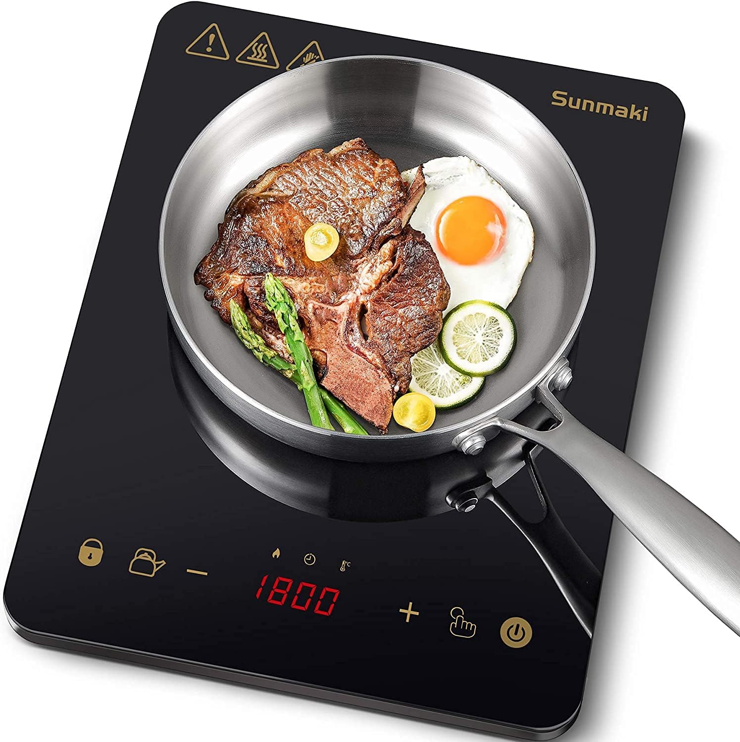 AMZCHEF 2000W Max Single Induction Hob with 10 Temperature and Power